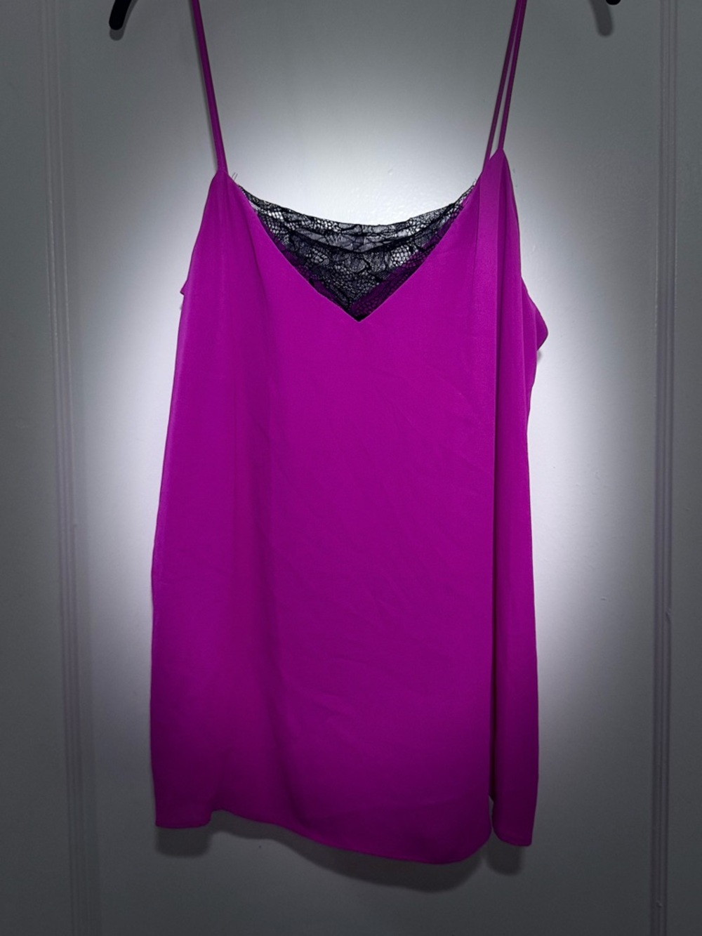 Topshop Bright Pink Lace-Trim Slip Tank